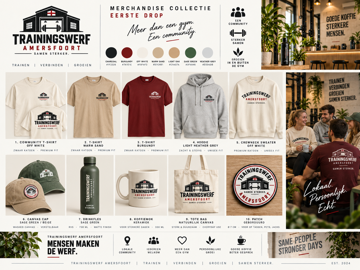 Eerste ontwerpboard voor Trainingswerf merchandise