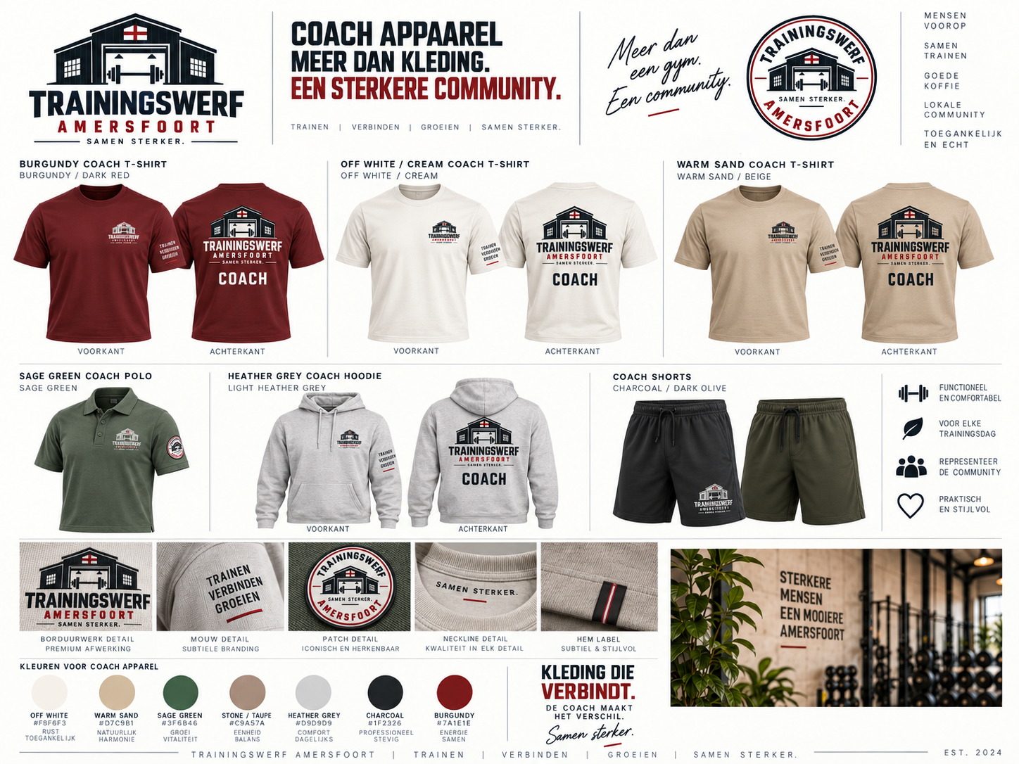 Eerste ontwerpboard voor Trainingswerf coachkleding