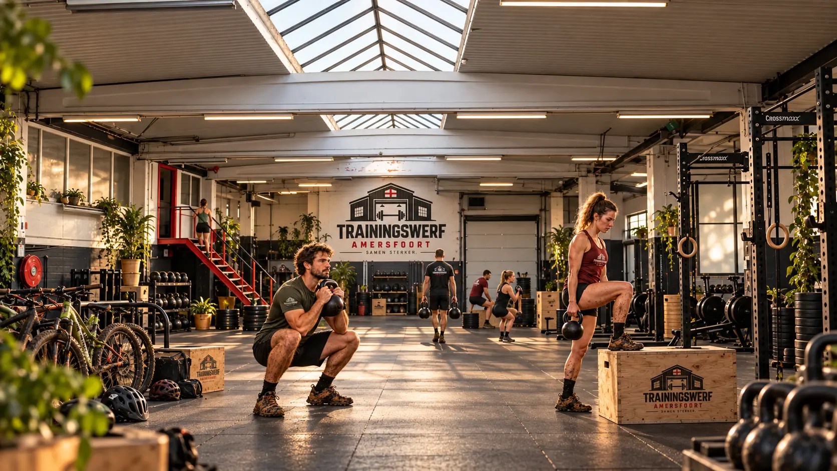 MTB en outdoors sporters doen krachttraining